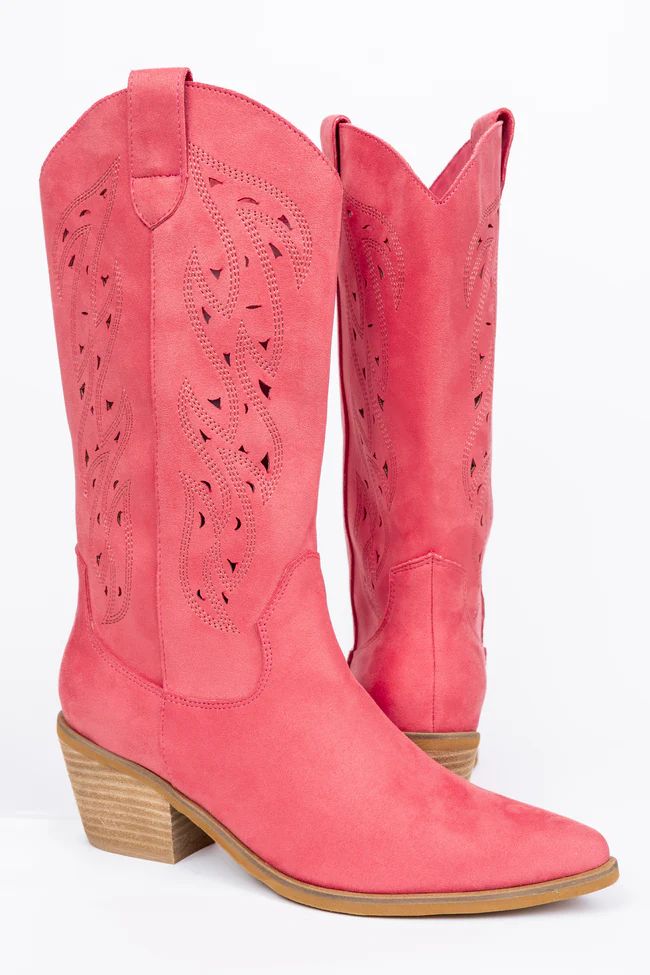 Olivia Cutout Coral Cowboy Boots - Image 7