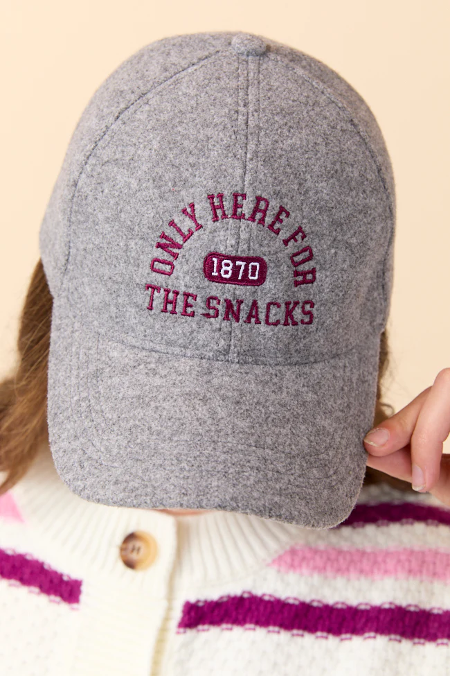 Only Here For The Snacks Grey Baseball Cap FINAL SALE