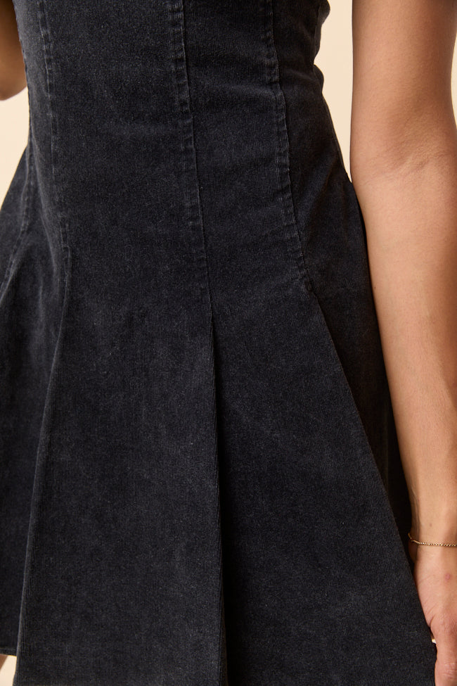 Ophelia Black Corduroy Strapless Mini Dress FINAL SALE - Image 8