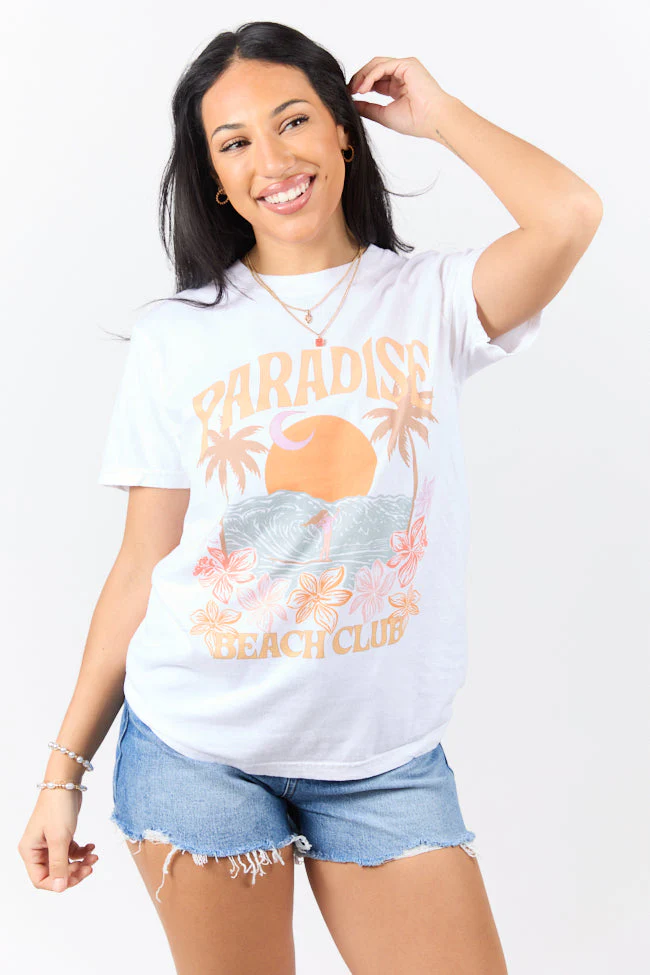 Paradise Beach Club White Graphic Tee - Image 3