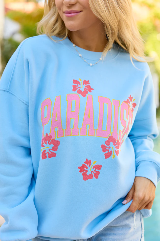 Paradise Light Blue Graphic Sweatshirt - Image 2