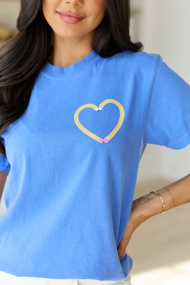 Pencil Heart Blue Graphic Tee - Image 2
