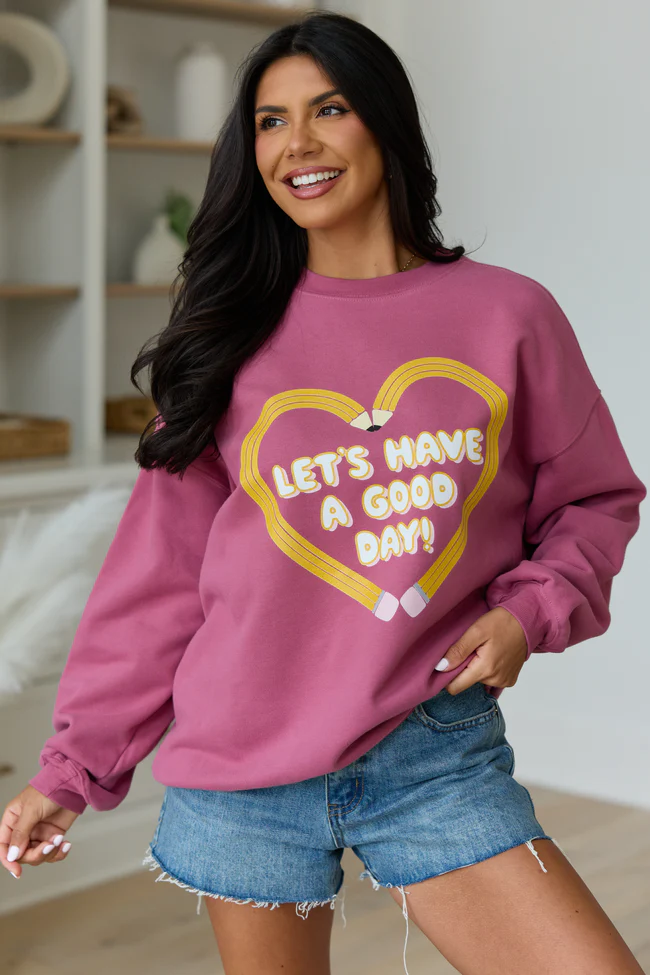 Pencil Heart Rose Graphic Sweatshirt - Image 2