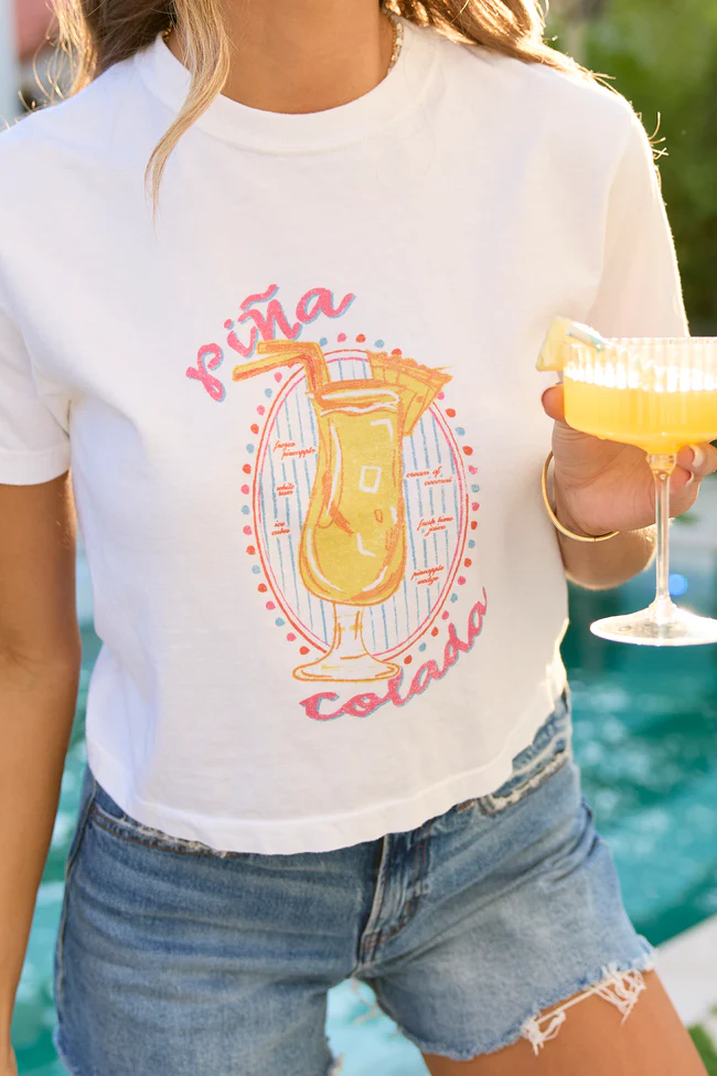 Pina Colada White Boxy Graphic Tee - Image 2
