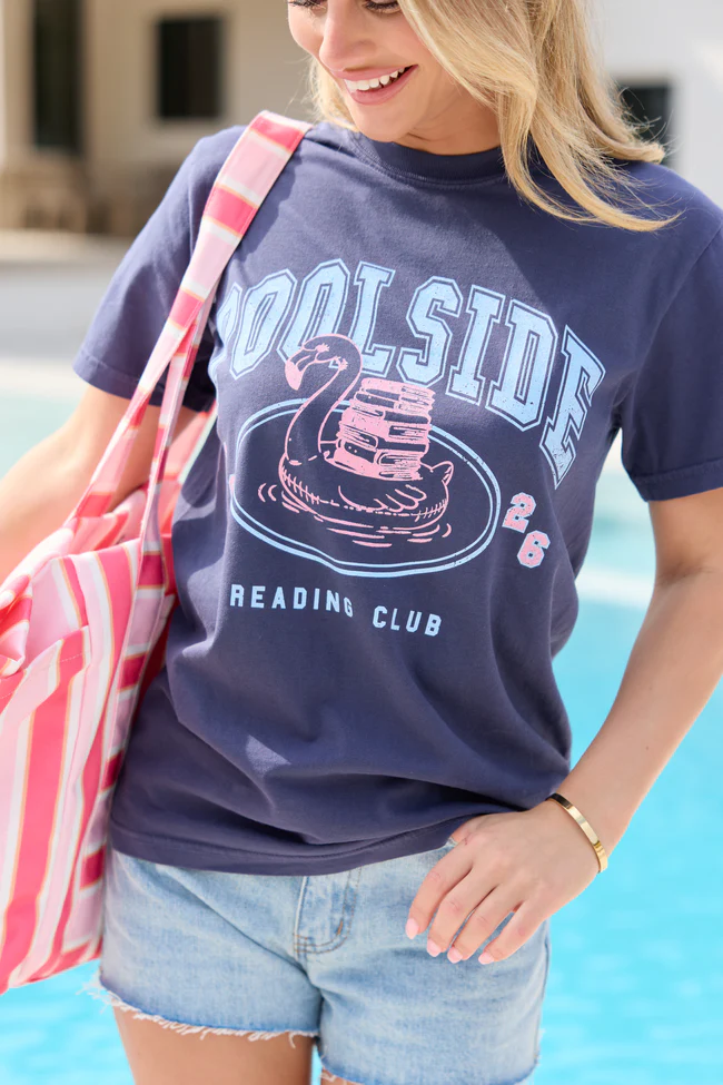 Poolside Reading Club Navy Graphic Tee - Image 2