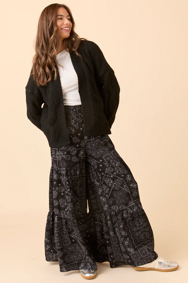 Poppy Black Cable Knit Cardigan FINAL SALE - Image 4