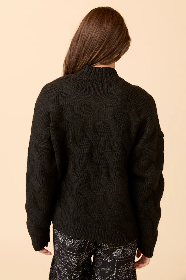 Poppy Black Cable Knit Cardigan FINAL SALE - Image 7