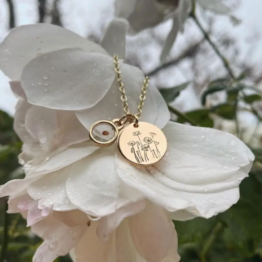 Poppy Necklace with Mustard Seed - Image 2