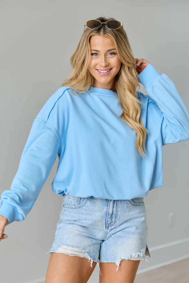 Prestyn Blue Bubble Long Sleeve Top - Image 3