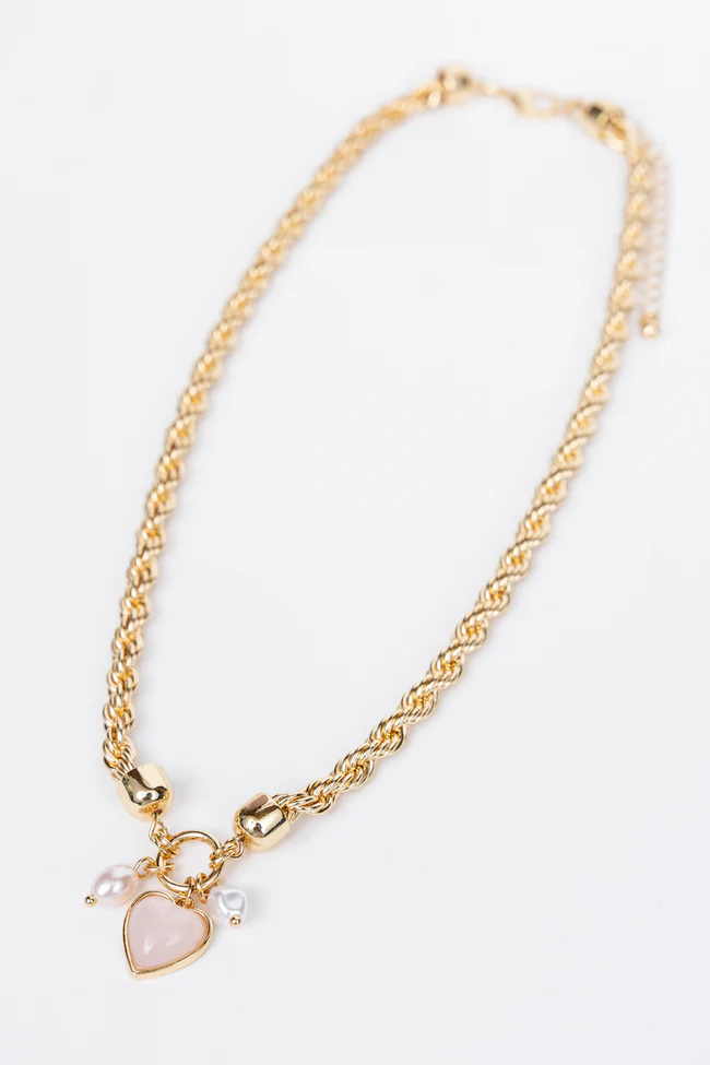 Rachel Pink Heart Charm Necklace - Image 2