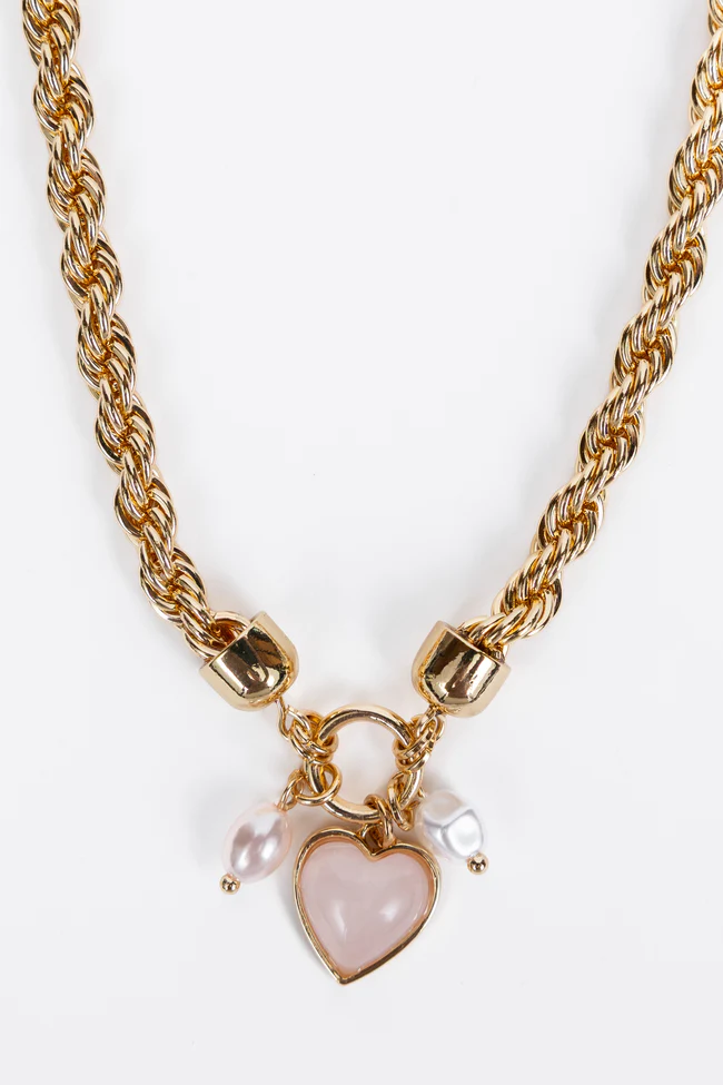 Rachel Pink Heart Charm Necklace - Image 3