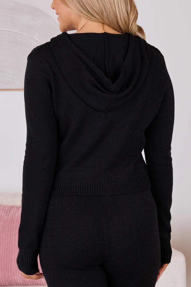 Reba Black Raised Stitch Zip Front Hoodie - Image 5