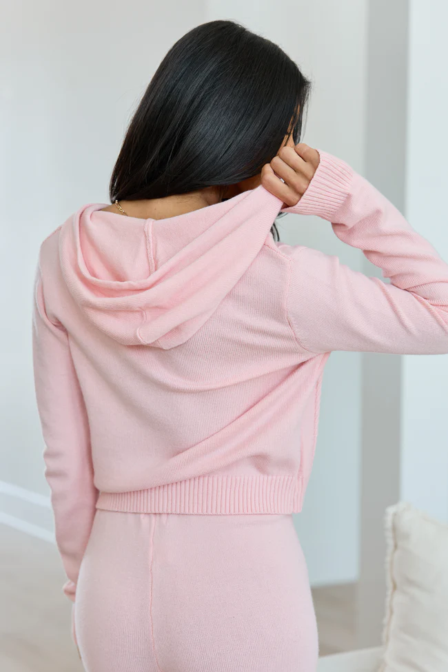 Reba Coral Raised Stitch Zip Front Hoodie - Image 5