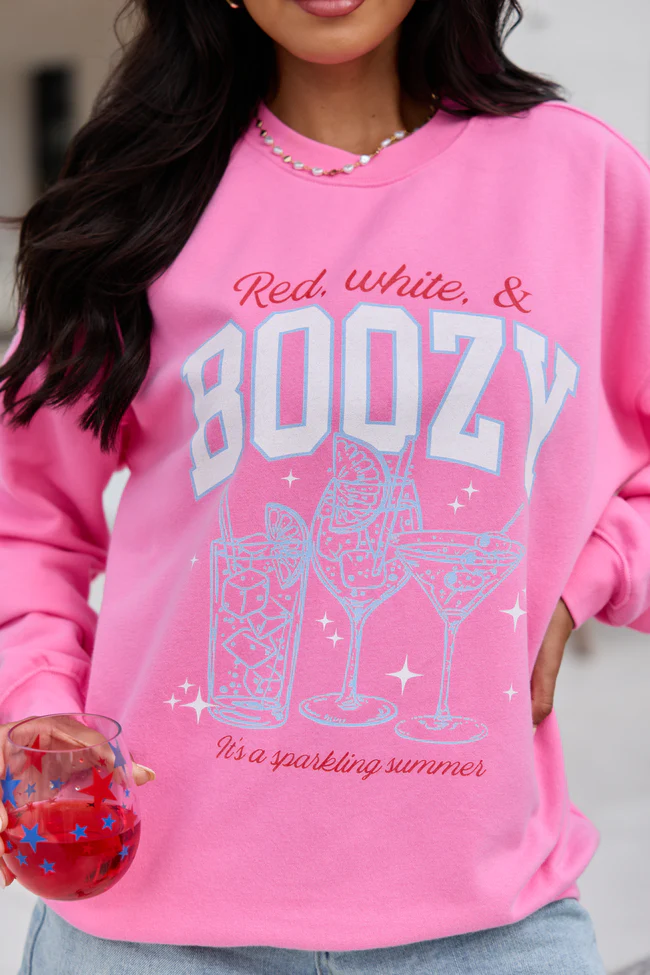 Red, White, & Boozy Pink Graphic Sweatshirt - Image 2