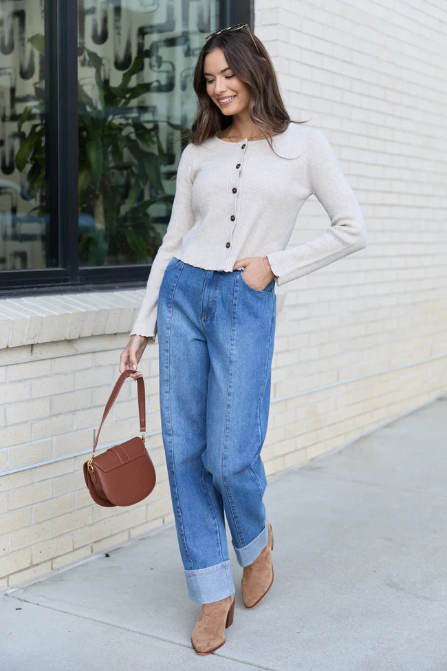 Reina Medium Wash Cuffed Jeans SALE - Image 2