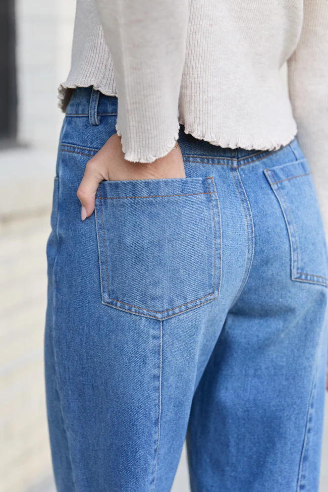Reina Medium Wash Cuffed Jeans SALE - Image 5