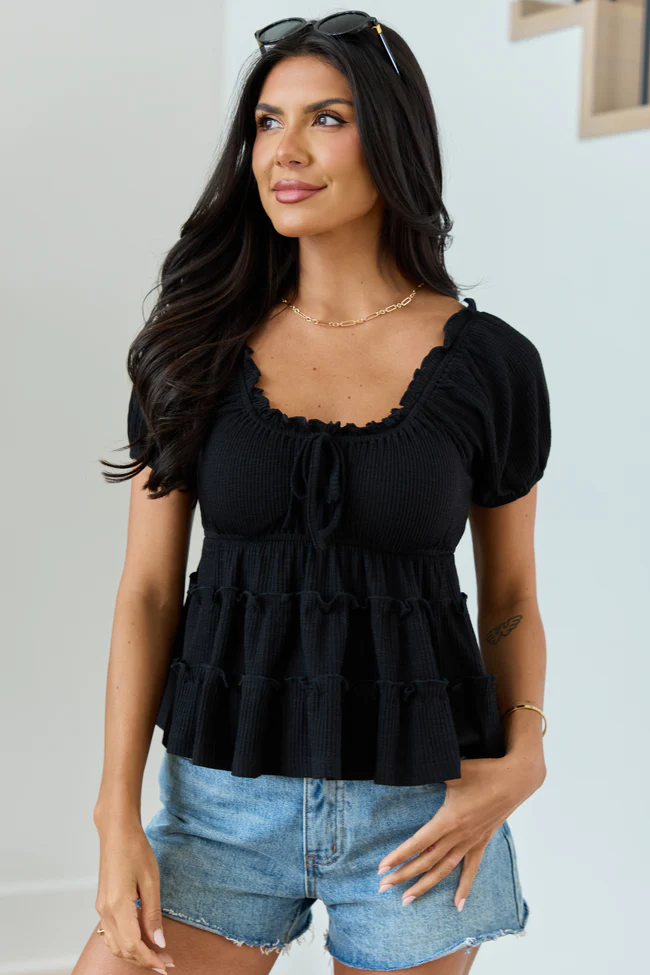 River Black Tiered Babydoll Top - Image 3