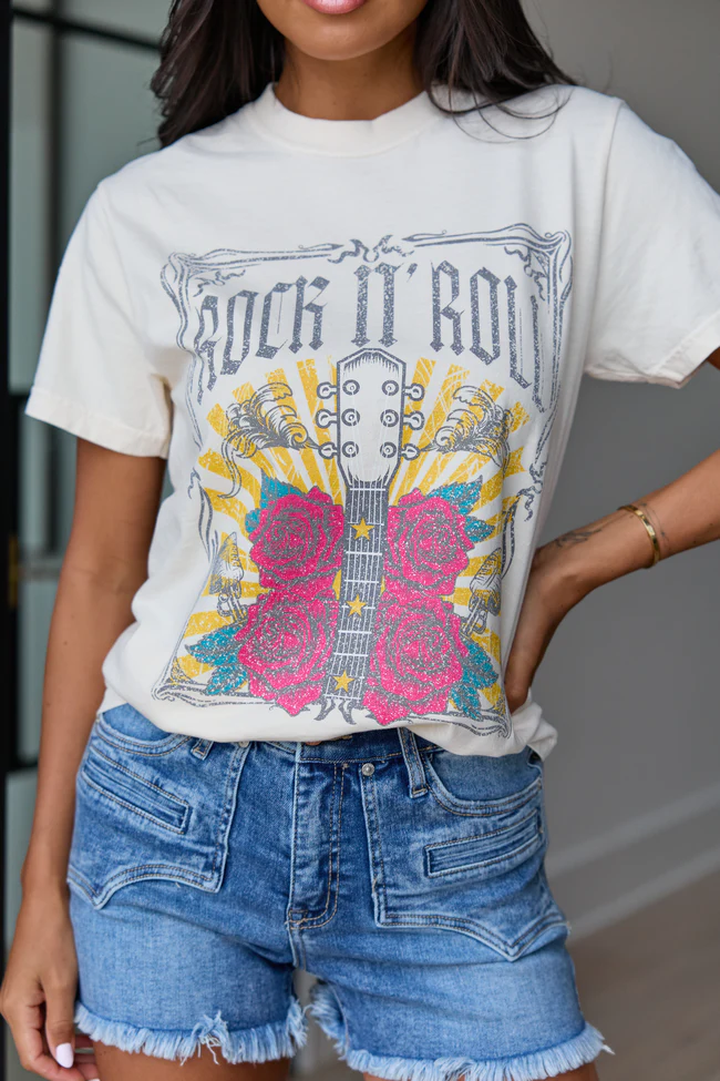 Rock N' Roll Ivory Graphic Tee - Image 2