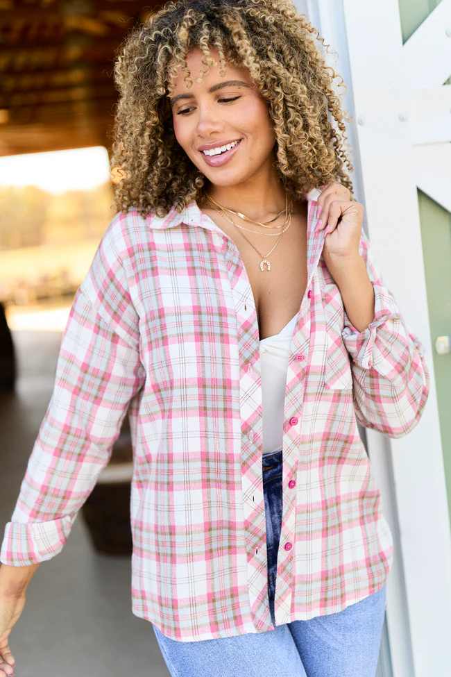 Rory Red Plaid Flannel Button Down Top FINAL SALE - Image 3