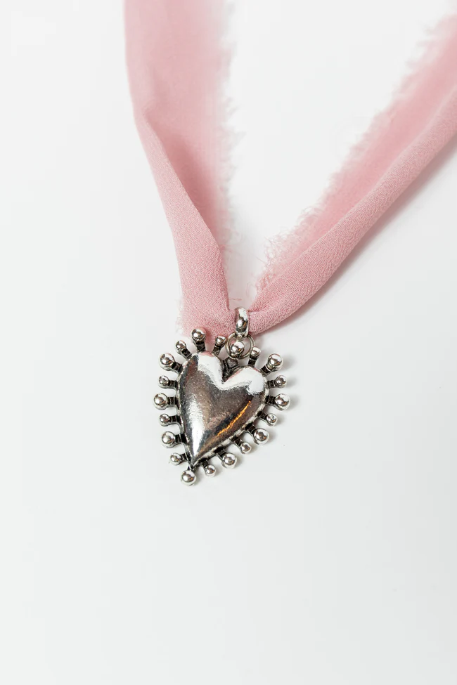 Rosalie Pink Heart Necklace FINAL SALE - Image 2