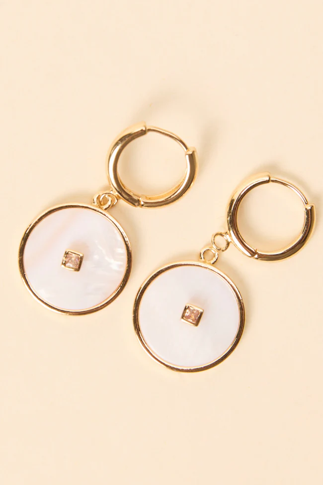 Rosalynn White Disc Earrings FINAL SALE - Image 2