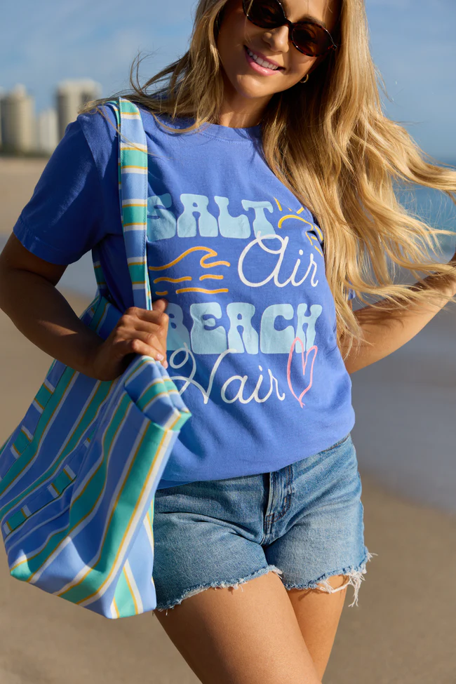 Salt Air Beach Hair Blue Graphic Tee - Image 2