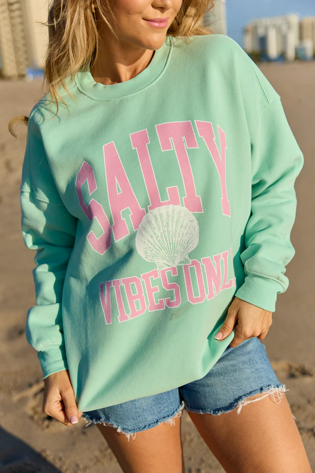 Salty Vibes Only Mint Graphic Sweatshirt - Image 2