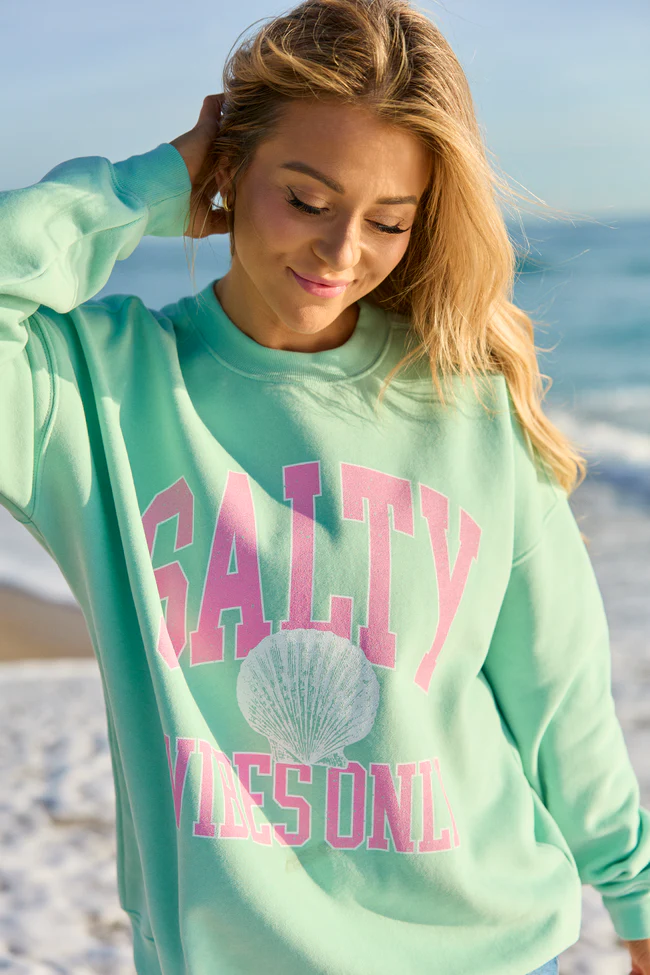 Salty Vibes Only Mint Graphic Sweatshirt - Image 5
