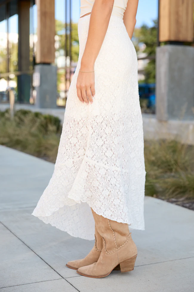 Samantha Ivory Multi Lace Asymmetric Maxi Skirt FINAL SALE - Image 3