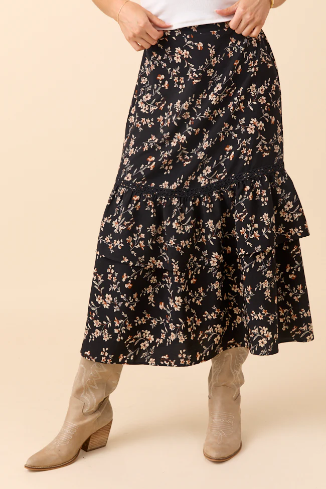Sasha Black Multi Tiered Maxi Skirt FINAL SALE - Image 2