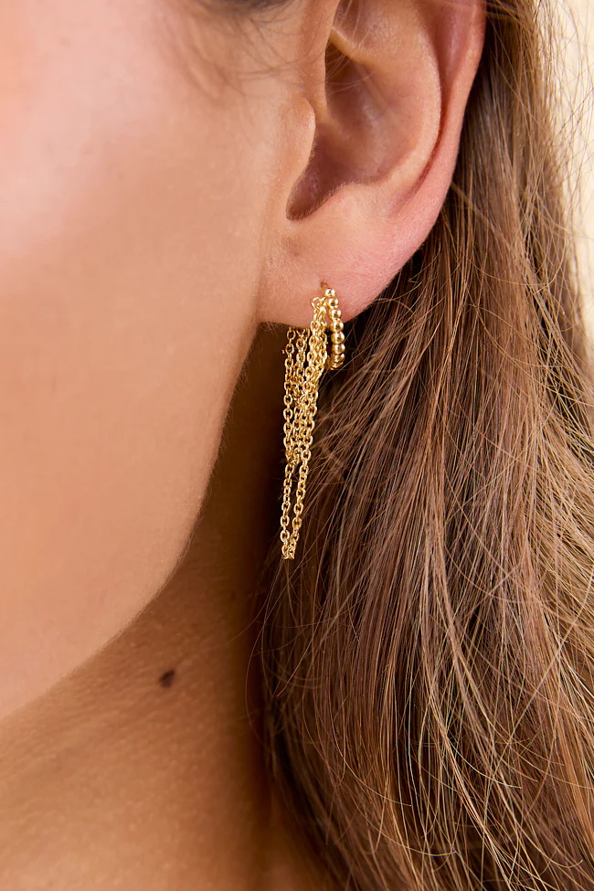 Sawyer 14K Gold Dipped Chain Huggie Earring FINAL SALE - Image 2