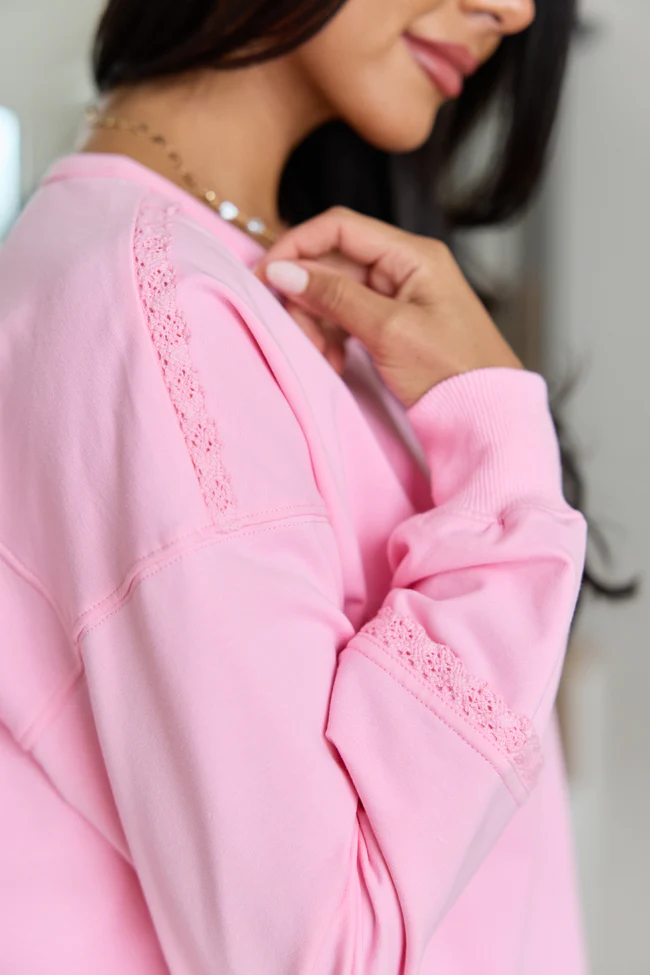 Scottie Pink Eyelet Trim Crewneck Top - Image 5