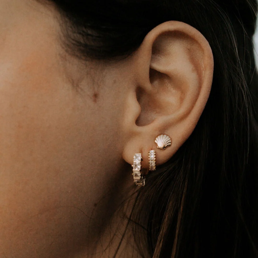 Sea Shell Stud Earrings - Image 2