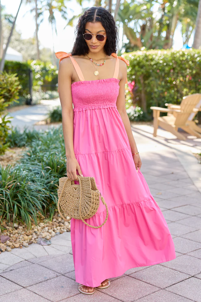 Season Of Bliss Pink Smocked Bust Maxi Dress - Image 2