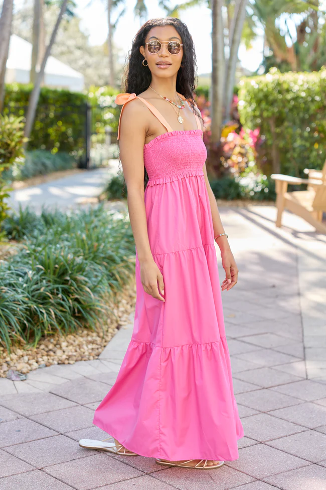Season Of Bliss Pink Smocked Bust Maxi Dress - Image 3