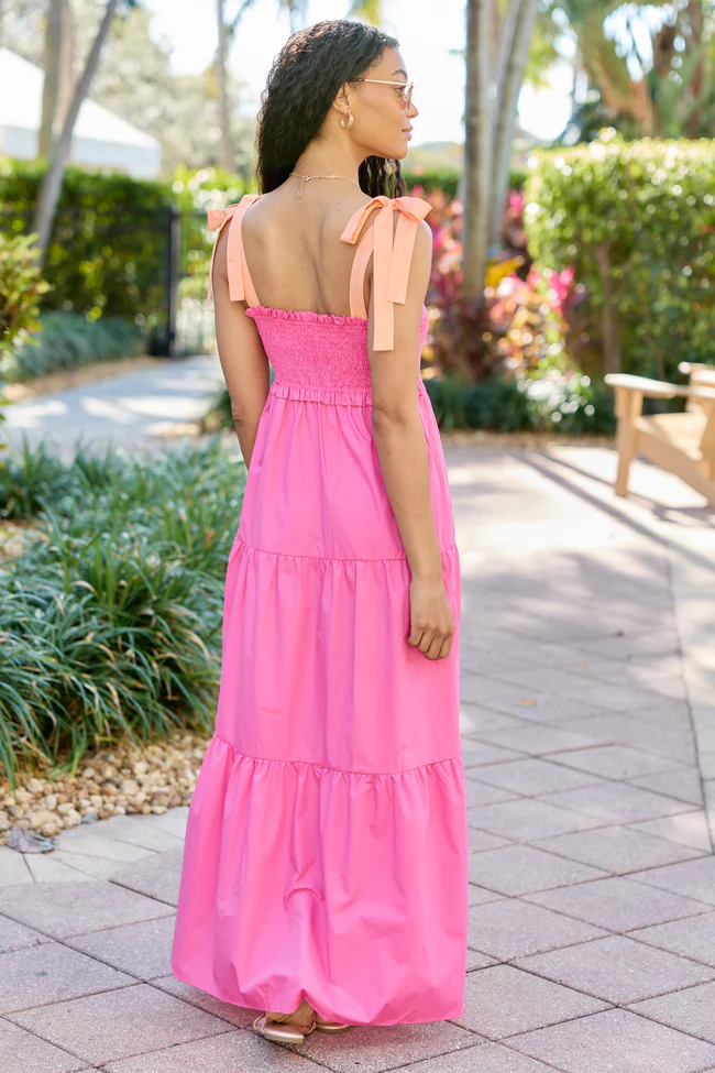 Season Of Bliss Pink Smocked Bust Maxi Dress - Image 4