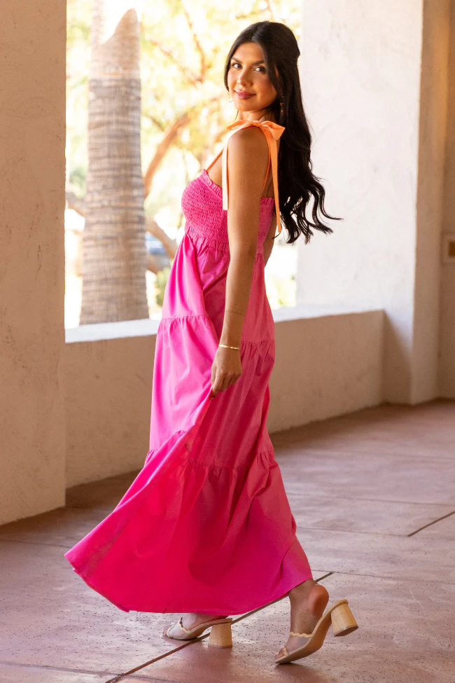 Season Of Bliss Pink Smocked Bust Maxi Dress - Image 7