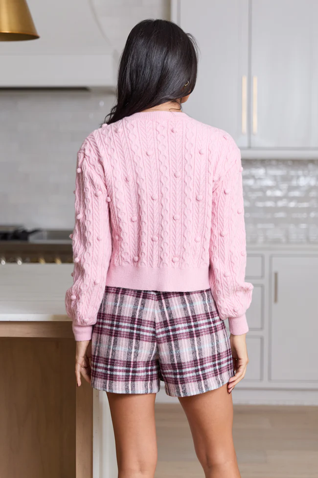 Selena Pink With Purple Velvet Bow Cardigan FINAL SALE - Image 4