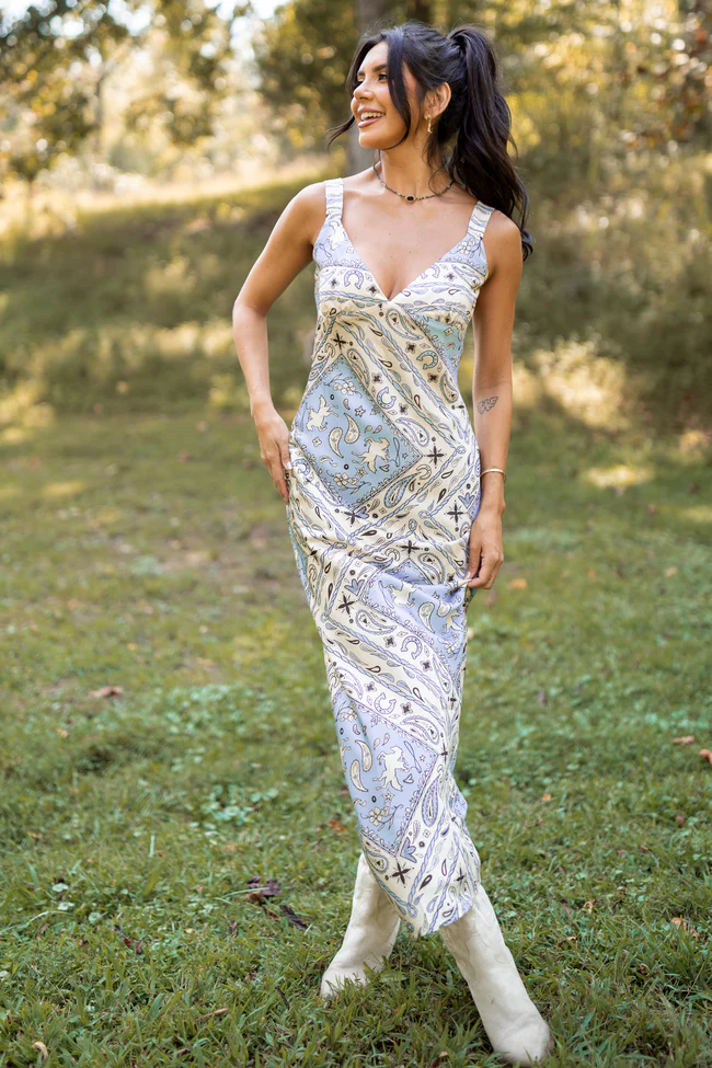 Skylar Blue Paisley Maxi Dress FINAL SALE - Image 2
