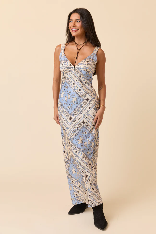 Skylar Blue Paisley Maxi Dress FINAL SALE - Image 3