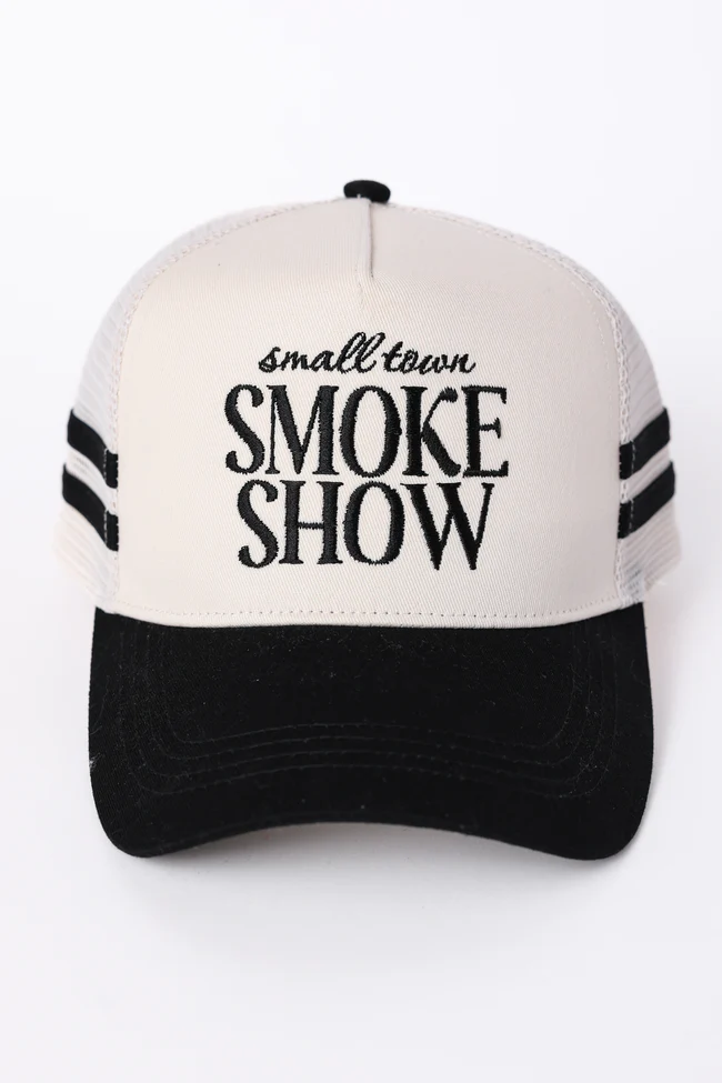 Small Town Smoke Show Black Trucker Hat