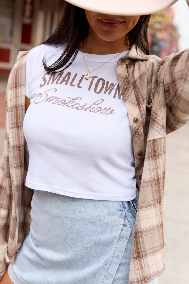 Small Town Smokeshow White Baby Graphic Tee - Image 2