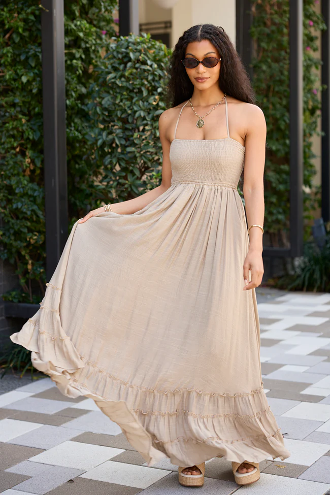 Soleil Taupe Maxi Dress - Image 3