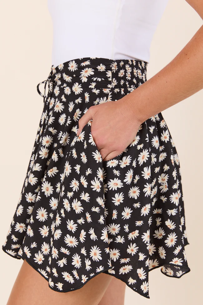 Sophia Cinched Waist Black Floral Print Skort FINAL SALE - Image 4