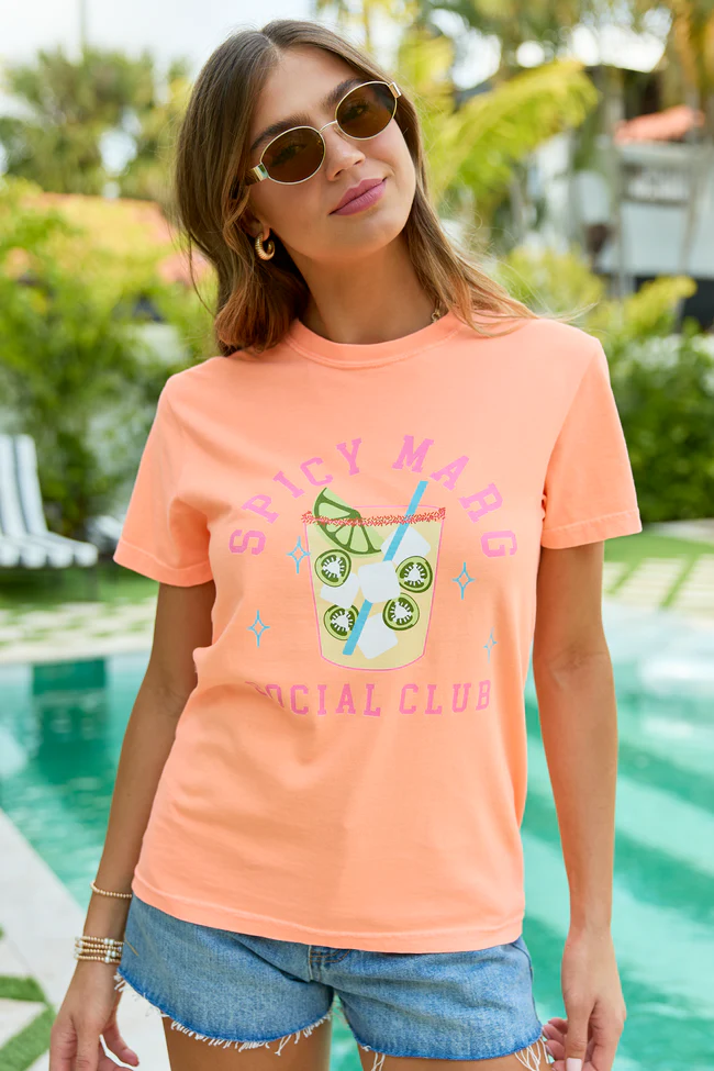 Spicy Marg Social Club Neon Orange Graphic Tee - Image 3