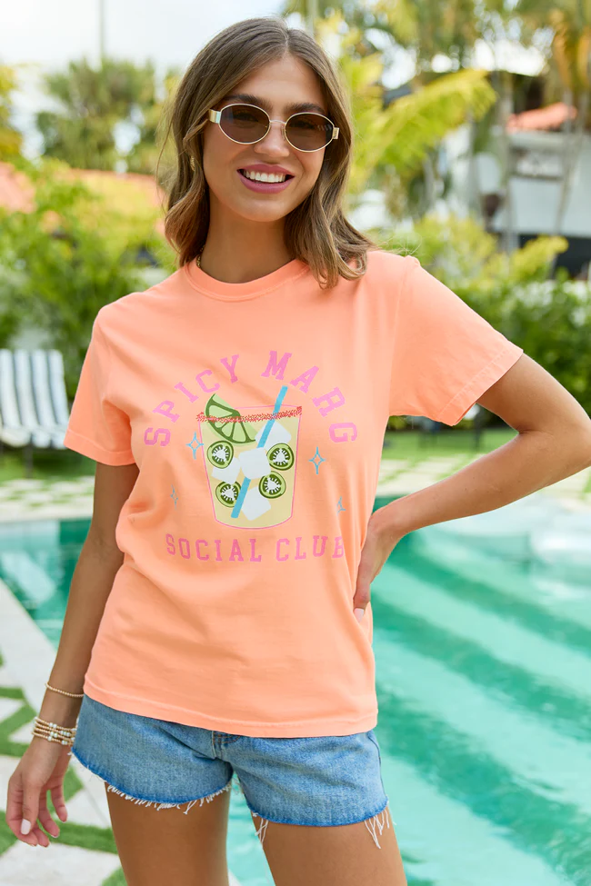 Spicy Marg Social Club Neon Orange Graphic Tee - Image 5