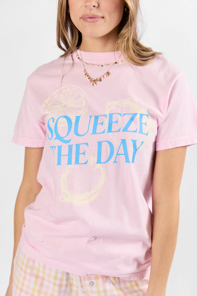 Squeeze The Day Pink Comfort Color Graphic Tee - Image 2