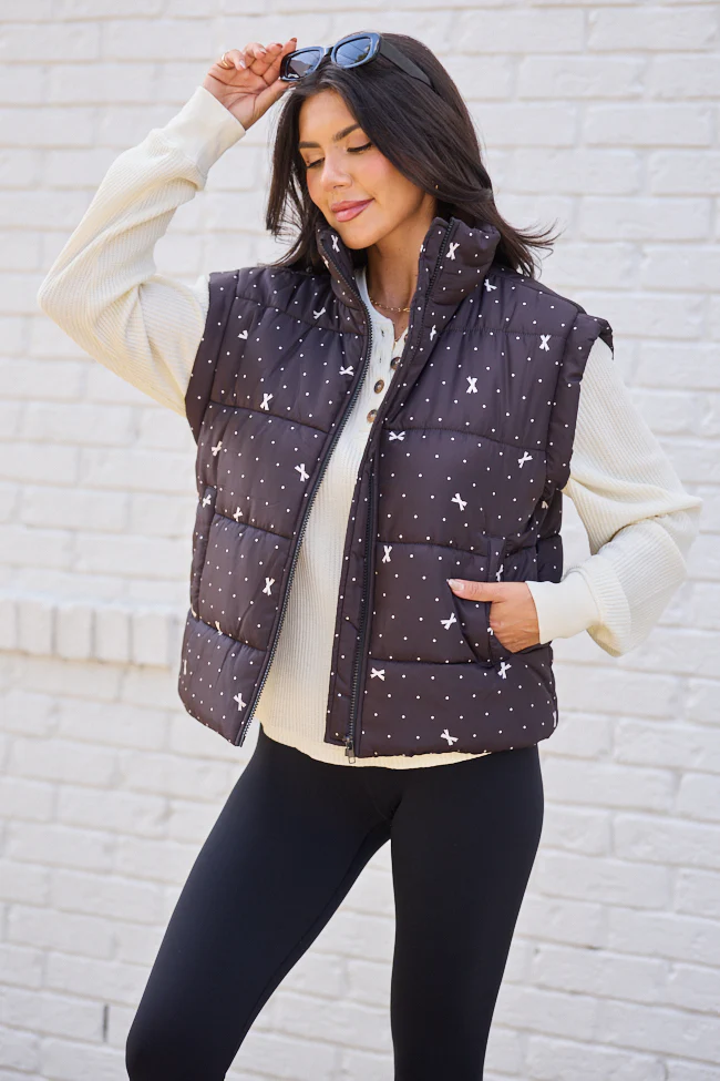 Stella Black Bow Dot Puffer Vest FINAL SALE - Image 3