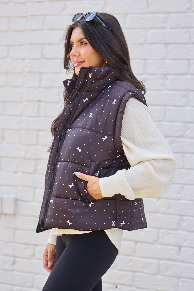 Stella Black Bow Dot Puffer Vest FINAL SALE - Image 5