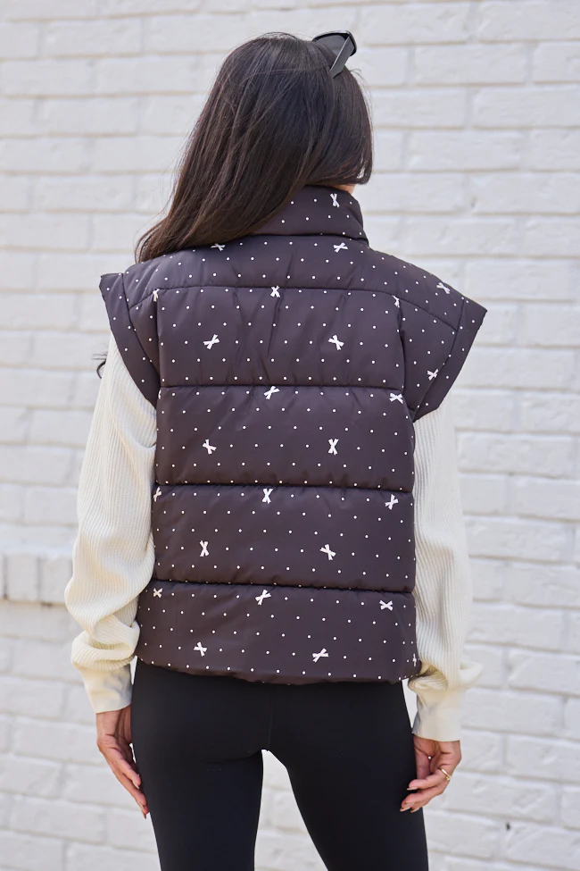 Stella Black Bow Dot Puffer Vest FINAL SALE - Image 6